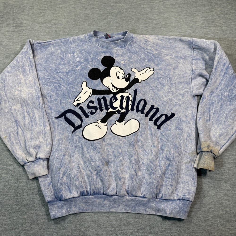 Disney‎ Sweatshirt Unisex OS Blue Mickey Mouse Disneyland Vintage USA Graphic